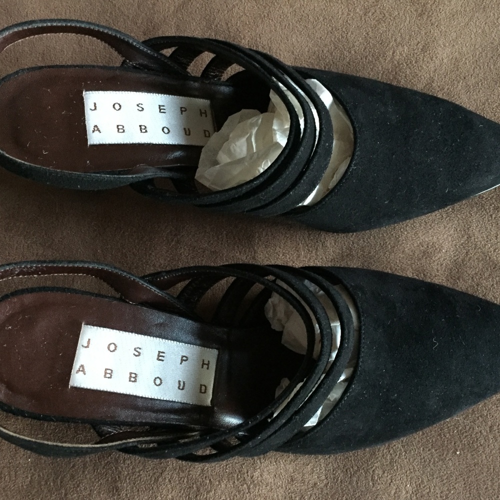 JOSEPH ABBOUD BLACK SUEDE SLINGBACK LOUIE HEELS